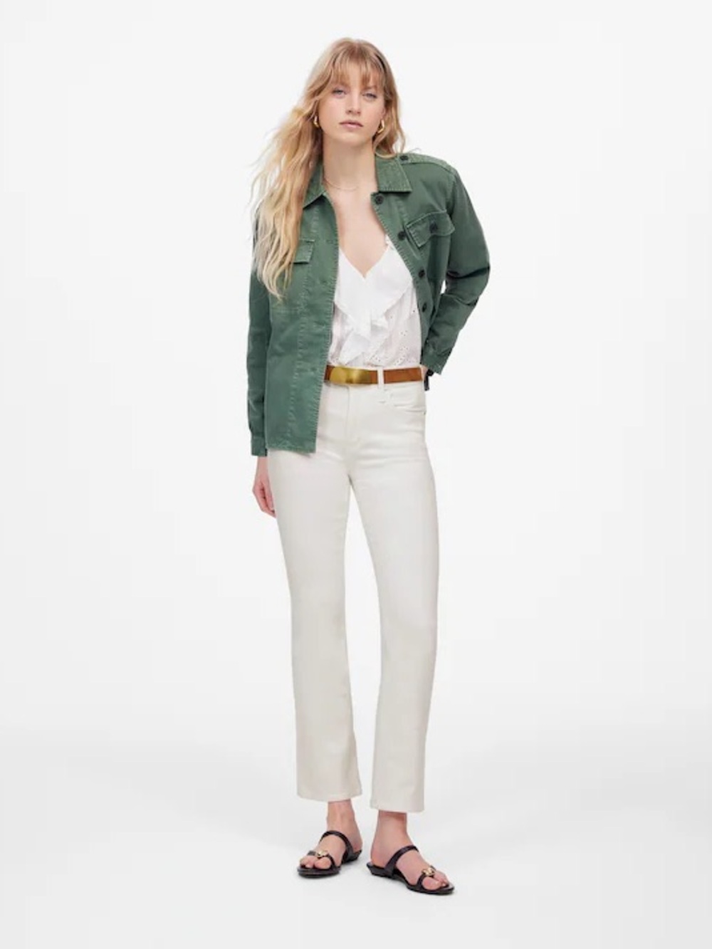 Madewell Mid-Rise Kick Out Crop Jeans in Pure White T30